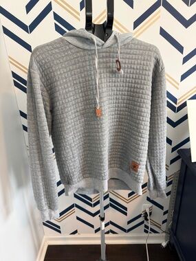 Vogue Gray Quilted Crewneck Hoodie